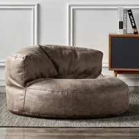 OTAUTAU Single Sofa Cover Faux Suede Leather Lazy Bean Bag Sac Pouf Chair No Filler Beanbag Corner Seat Recliner Couch SF004 2