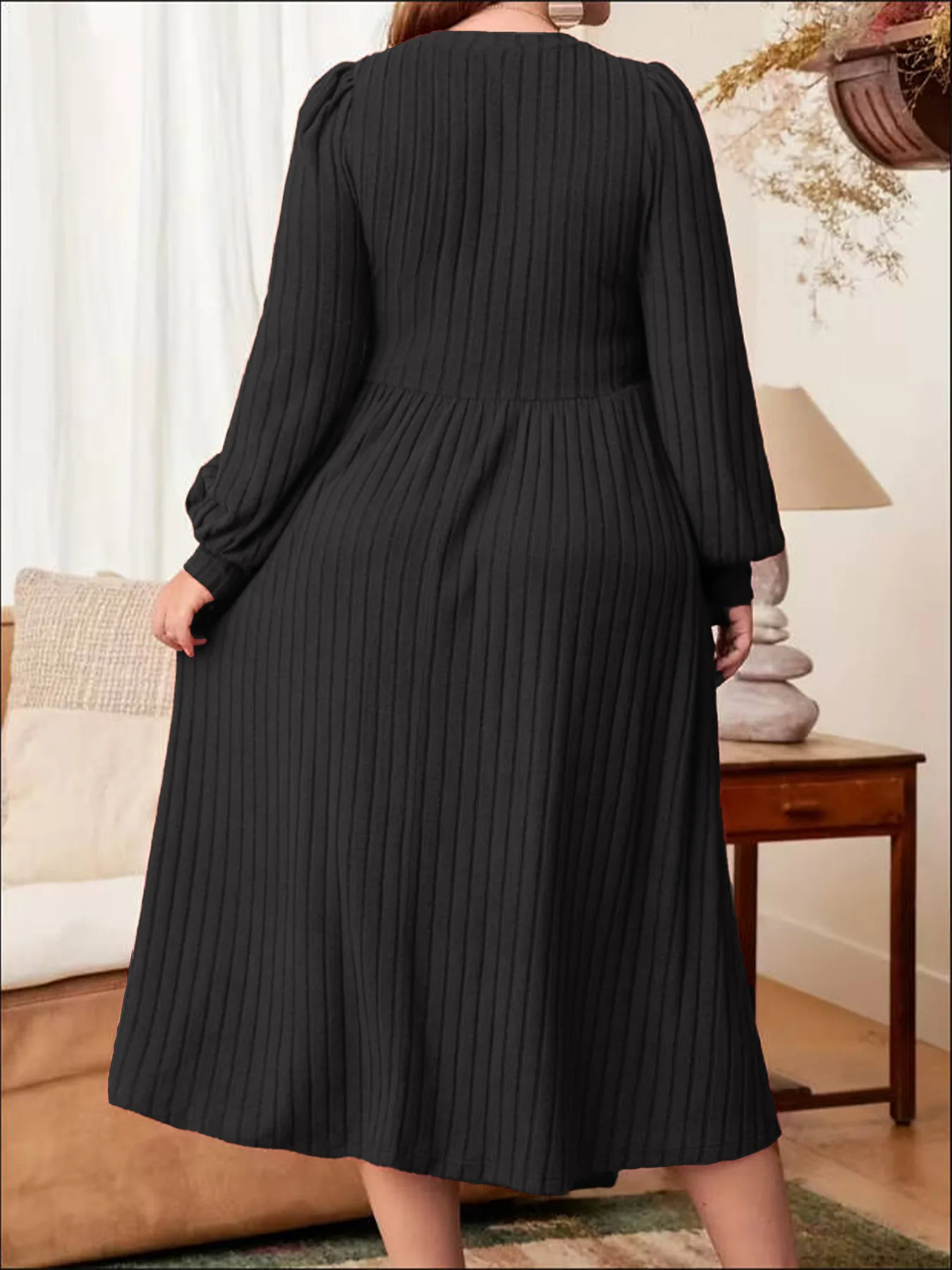 Plus Size Women's Autumn Winter Dresses Casual Solid Color O-Neck Long Sleeve Maxi Dress 5XL Big Sizes Women's Rib Knitted Dress
