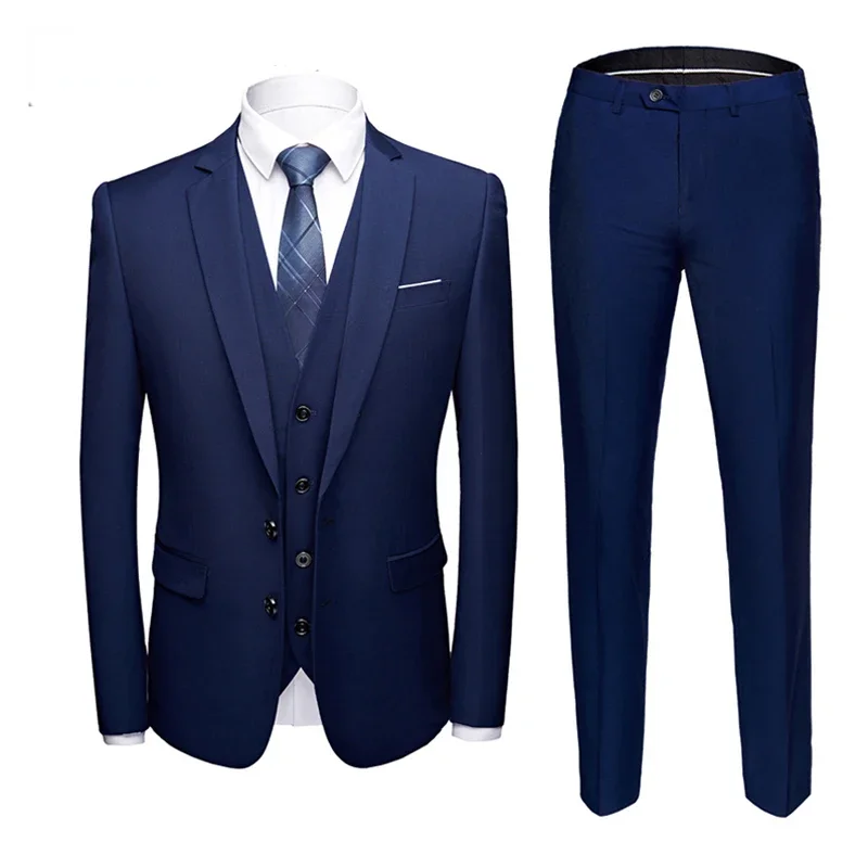 Wedding Suit For Men Set Elegant Blazers Formal 3 Pieces Full Jackets Vest Pants Classic Business Coats