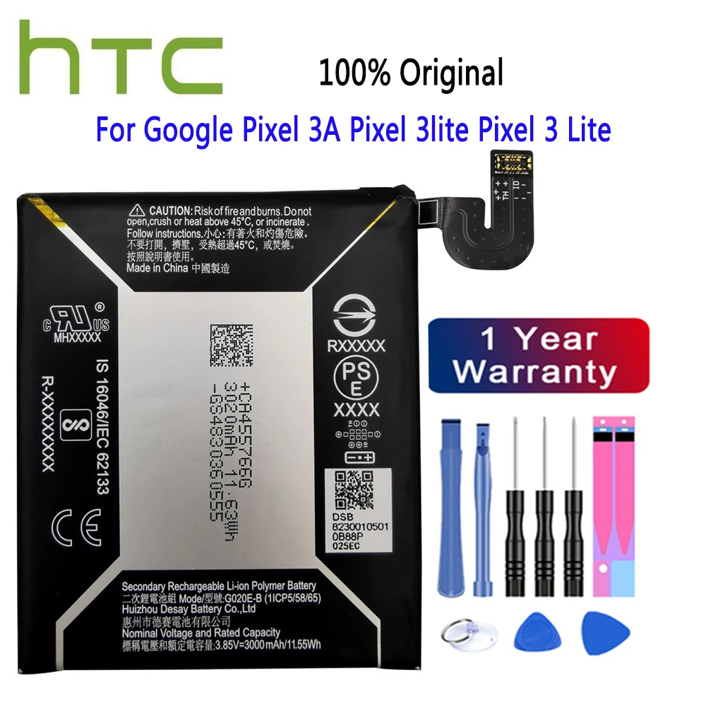Nuova Batteria Del Telefono G020E-B Di Alta Qualità Per Google Pixel 3A Pixel 3 Lite Pixel 3 Lite Batteria Ricaricabile Sostitutiva Htc Originale