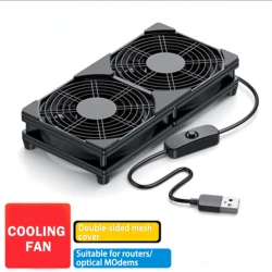 Dual USB - Powered Cooling Fan with One - Key Switch - Quiet Base for Enhanced Device Cooling (24CM - Switch Model)