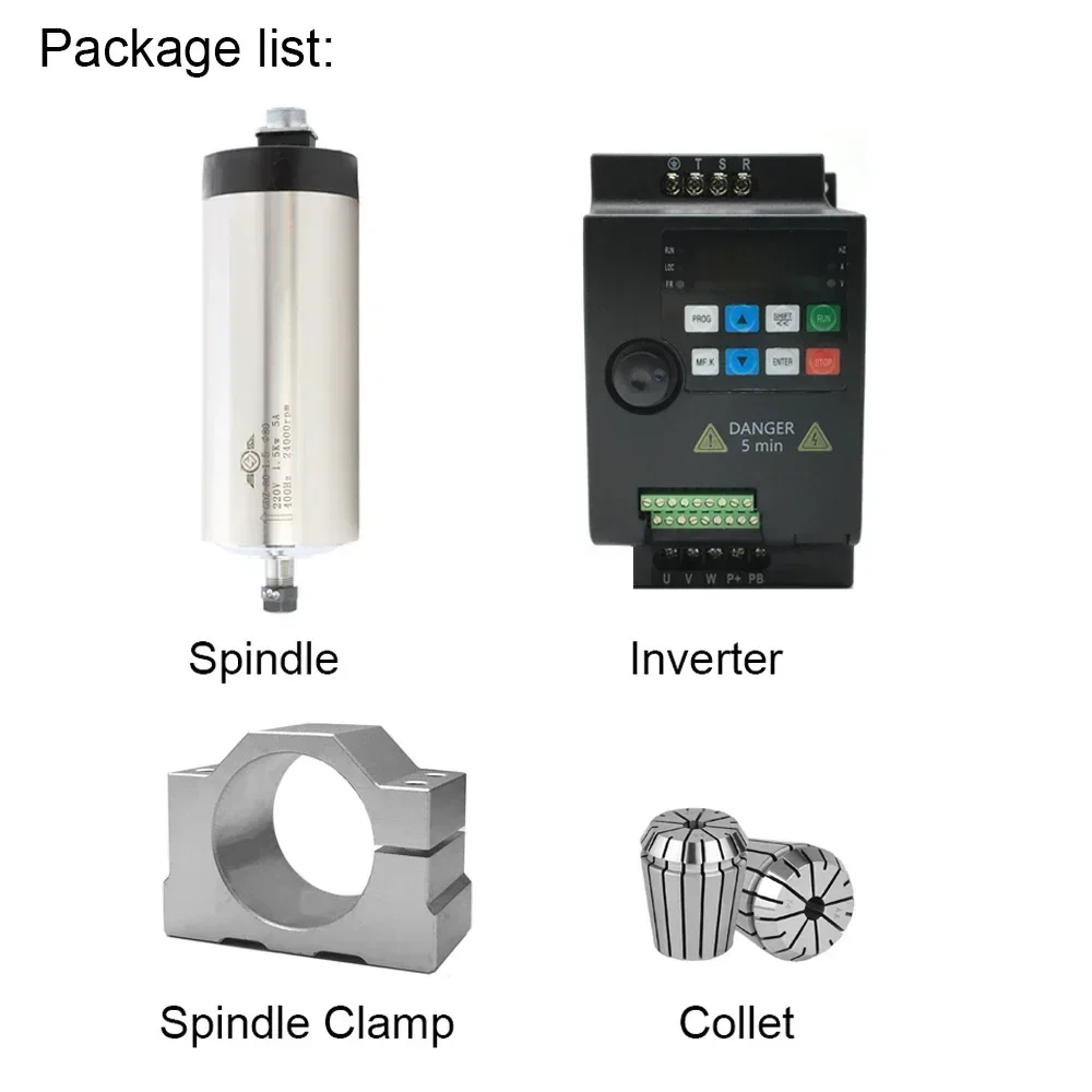 Kit Motore Mandrino CNC 800W Raffreddato Ad Acqua Con Inverter 1.5kW - ER11, 65x195mm - Foto 2