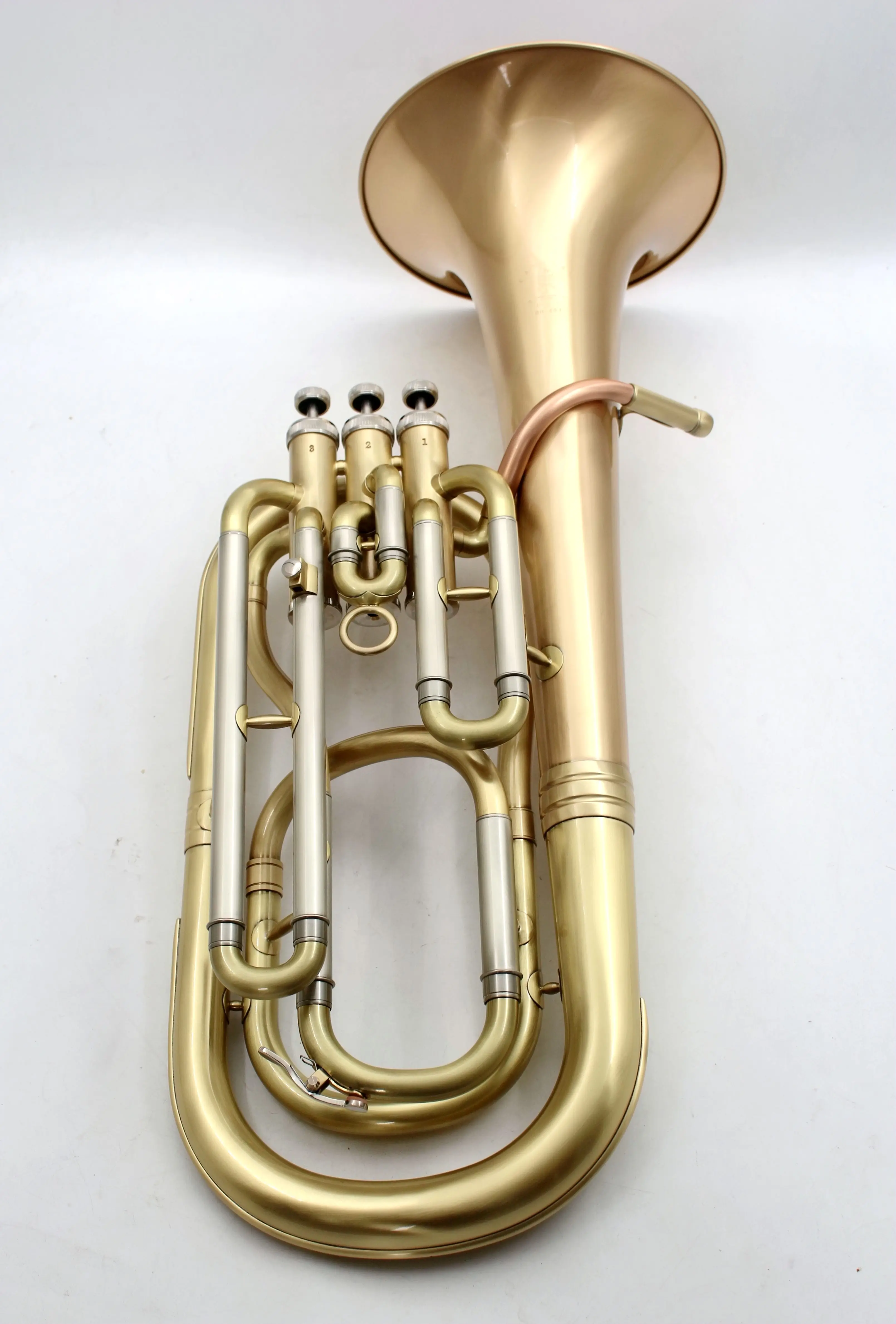 Eastern Music Pro use Clear Lacquered Bb Baritone Horn Cupronickel Tuning Pipe Gold Brass Leadpipe & bell