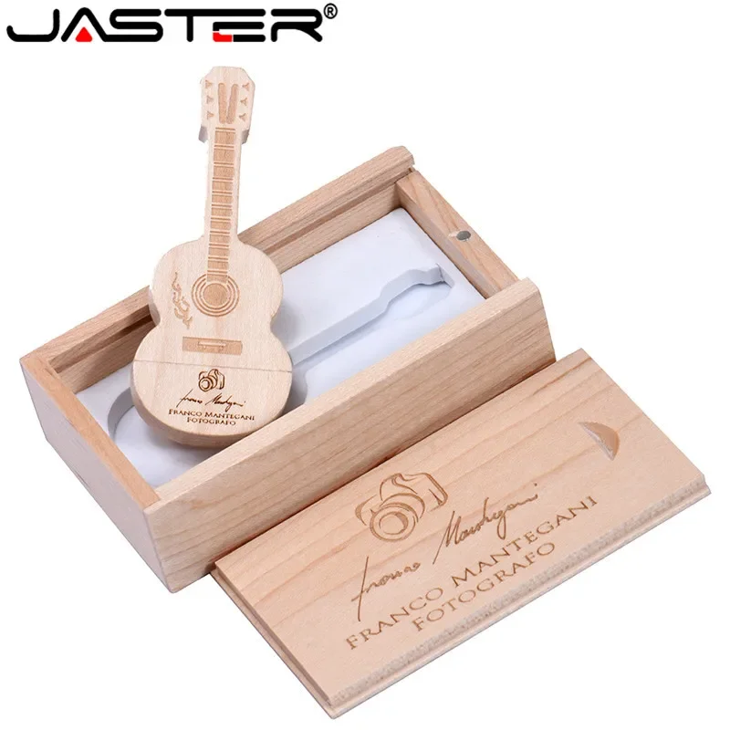 JASTER 나무 기타 USB 플래시 드라이브 64GB 무료 맞춤형 로고 펜드라이브 32GB 음악 메모리 스틱 16GB U 디스크 사진 스튜디오 선물