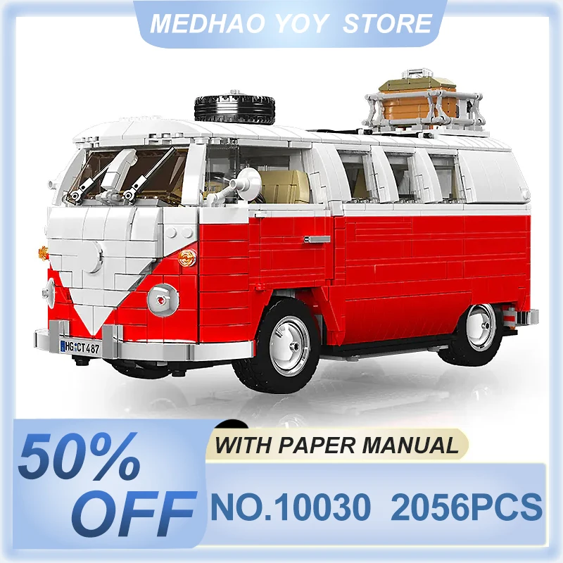 

Mould King 10030 Technical Car Building Block The T1 Van Car Model Assembly Vintage Car Bricks Toys New Kids Christmas Gift