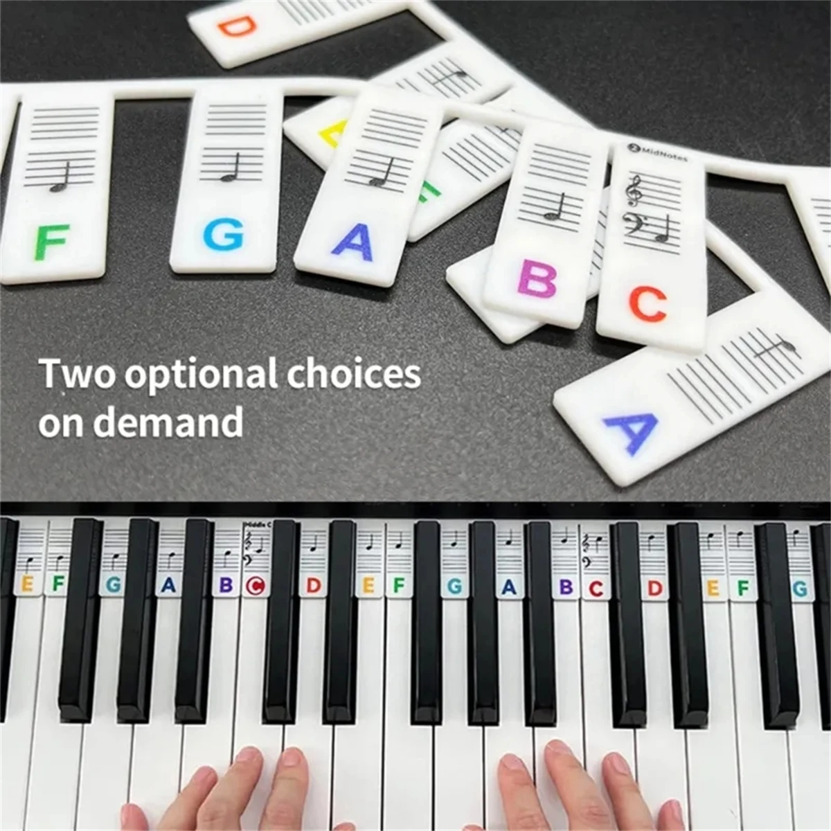 Electronic Piano Piano Keyboard Stickers Silicone Removable Note Labels for 88/61 Key Learning Beginner