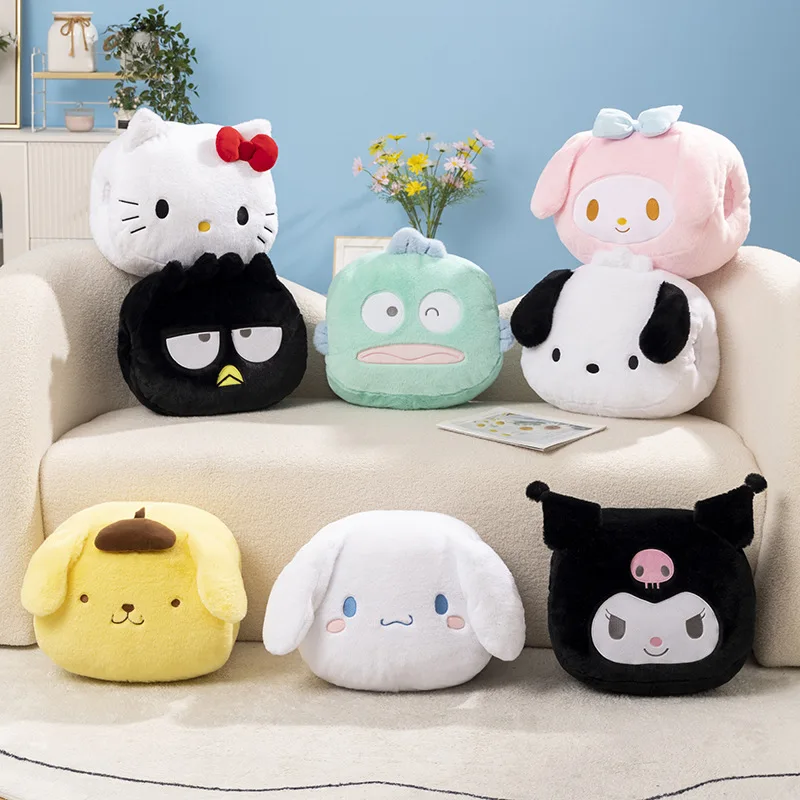 

Cartoon Melody Pochacco Cinnamoroll Kuromi Warm Hand Pillow Winter Cover Plush Nap Pillow Creative Home Sofa Cushion 3d Backrest