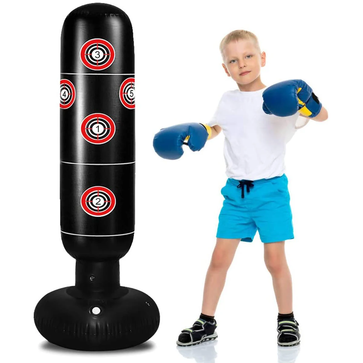 1.6m Inflatable Boxing Bag Training Pressure Relief Exercise Standing Sandbag Sport Fitness Boxing Bag Body Building Equipment - Punching Bag and Sand Bag