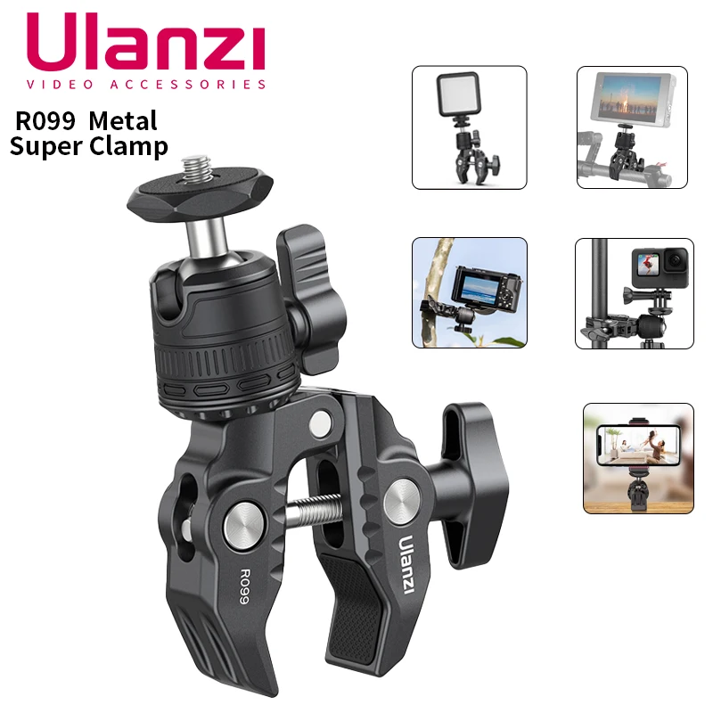UlanziR099MetalSuperClampwith360RotationMiniBallHeadBracket