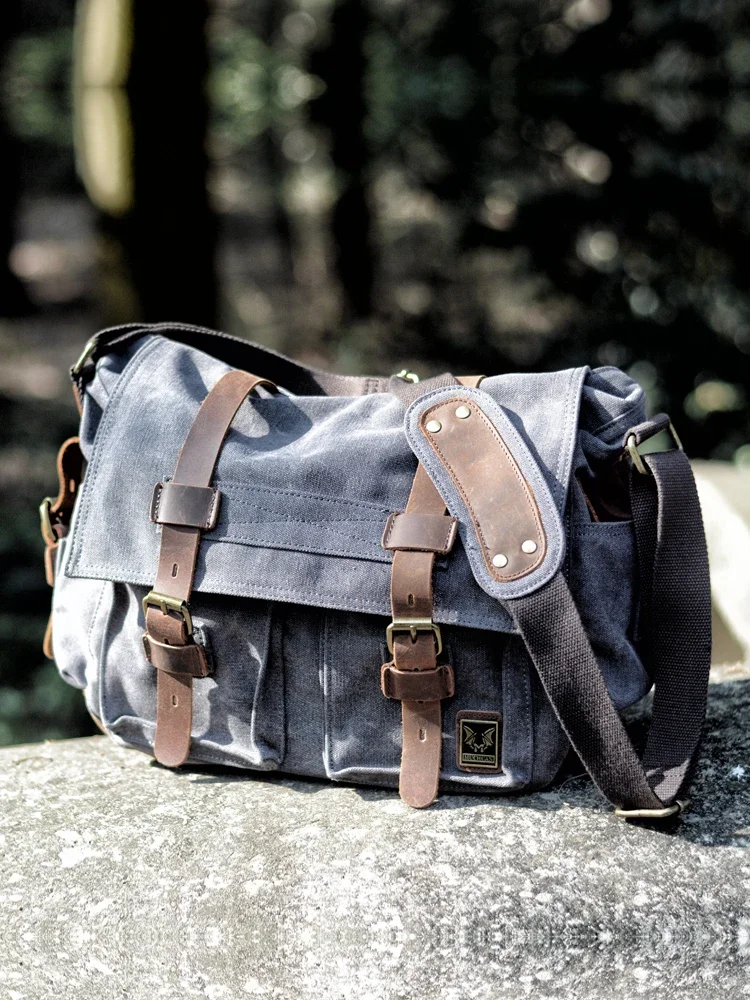 Dropshipping Copilot MUCHUAN Canvas Leather Men Messenger Bags I AM