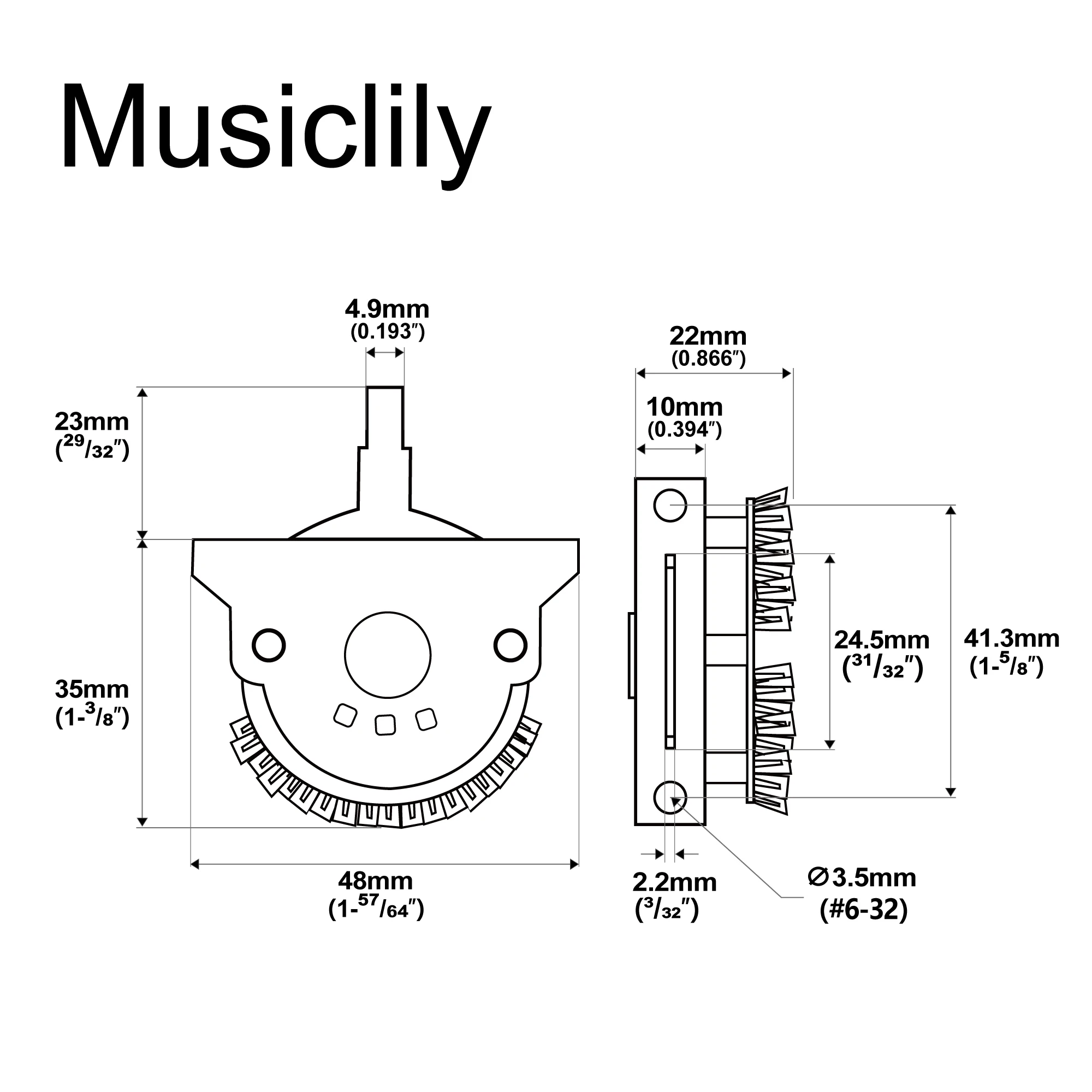 Musiclily Pro 3-Wege/4-Wege/5-Wege Tonabnehmer-Wahlschalter Hebel-Schalter für Tele-Style und ST-Style E-Gitarren – Detail 18