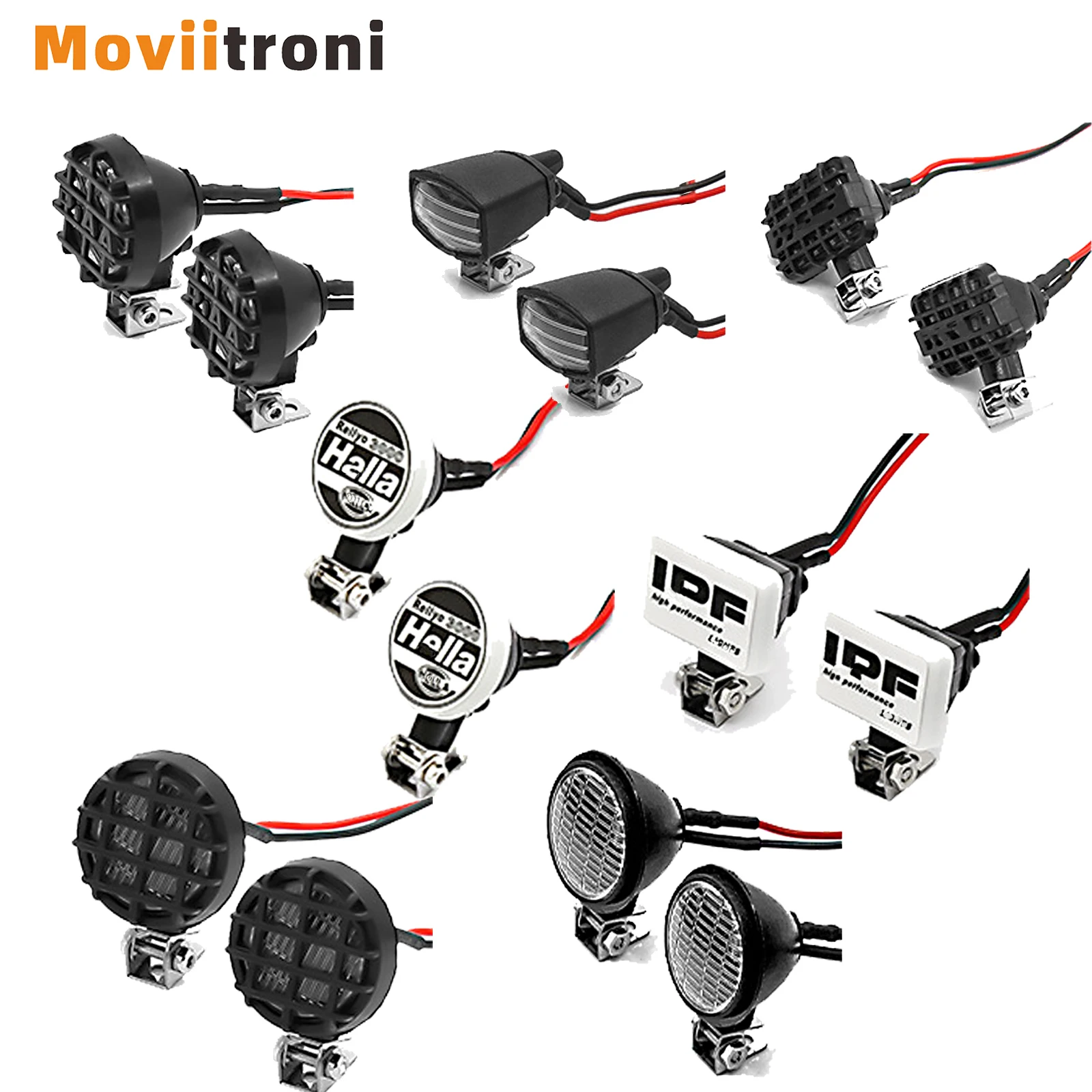 2pcs Round Light Headlight Spotlight for 1: 10 RC Trx4 TRX6 SCX10 90046 RC Car