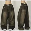 American New Blue Washed Multi-pocket Baggy Jeans Men Y2K High Street Punk Vintage Popular Couples Casual High Waist Trousers 4