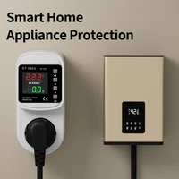 GTRIC Over Under Voltage Protector EU/UK Plug 16A 220V AC Self-Resetting Over Under Voltage Adjustable Current Protection Socket 5
