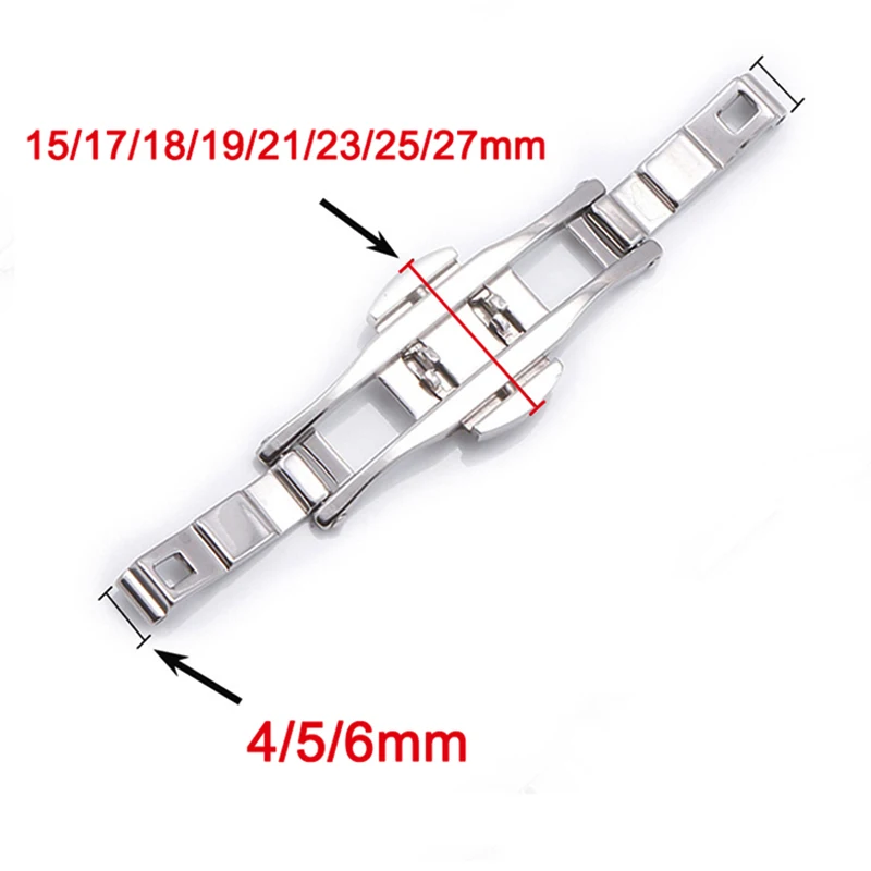 Watch Buckle Clasp For Longines Double Push Butterfly Watch Band Silver Buckle For Orient Button Accessories 4 5 6mm Stainless Steel watch buckle clasp,watch buckle