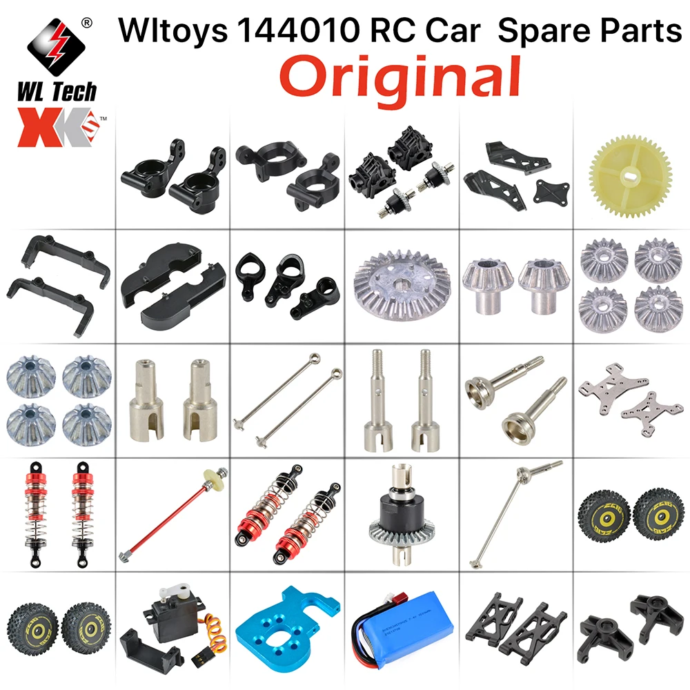 Original Wltoys 144010 1/14 RC Car Spare Parts ESC Swing Arm C Seat Differential Wavebox Tire Gear Shock Absorbers Kit Parts
