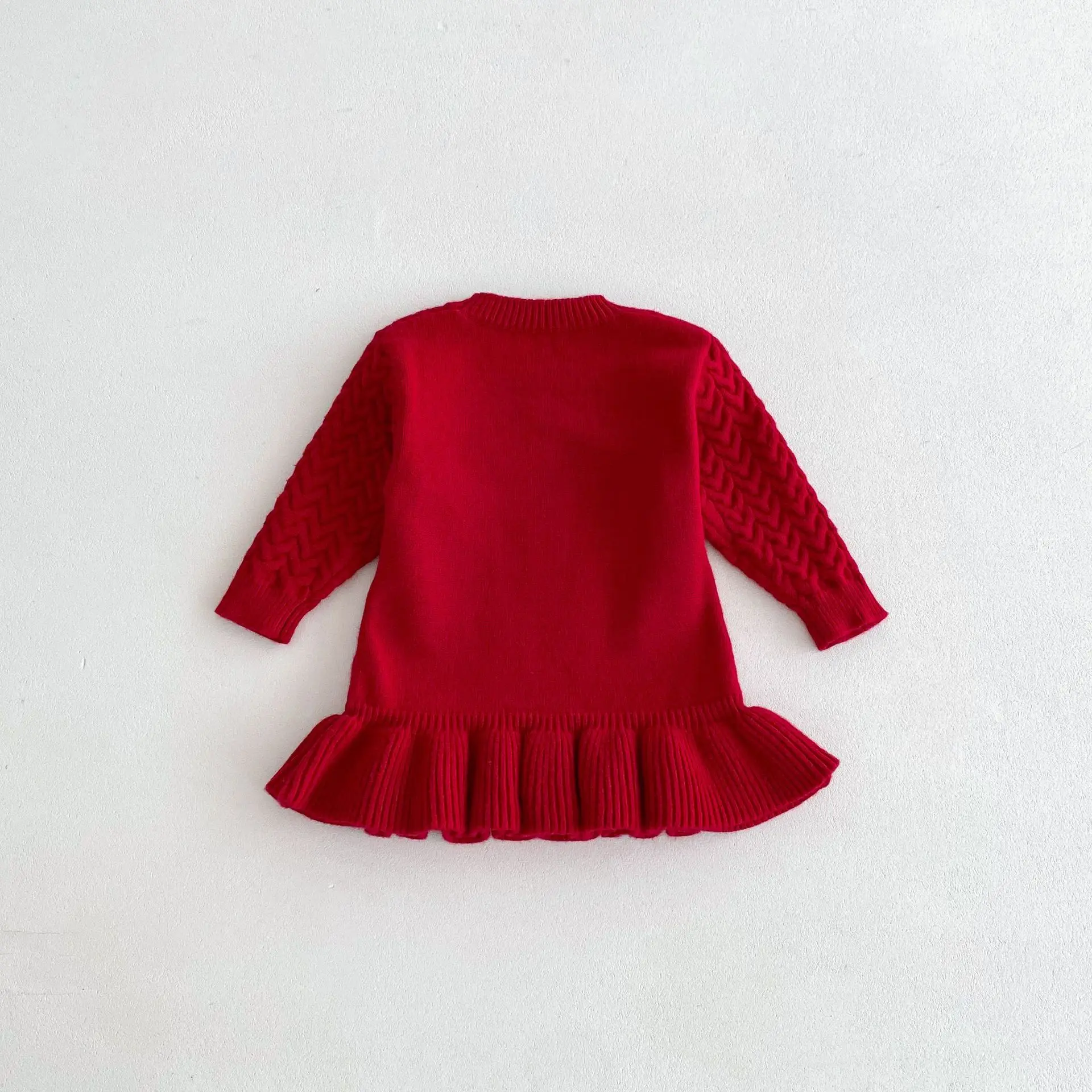 Die neue koreanische Version des langärmeligen Strickkleides für Mädchen, Frühlings- und Herbst-Strickkleid mit Kapuze für Kinder, Kleid für Kleinkinder. – Detail 23