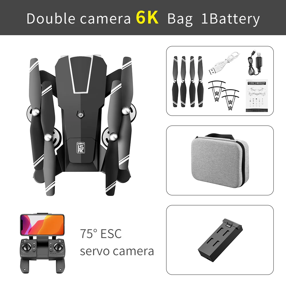 LS25 Drone 6K Profesional HD Dual Camera Quadcopter GPS Optical Flow Wide Angle Foldable Rc Helicopter Wifi 5G Toys Gift 2.4 g remote control quadcopter RC Quadcopter