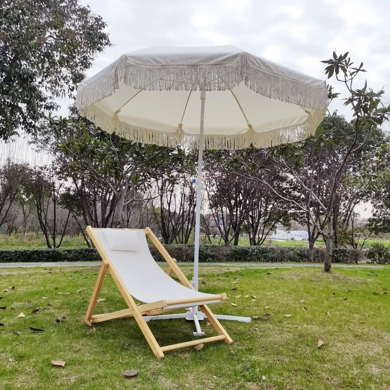 Tassel Beach Umbrella South Korea Vintage Outdoor Camping Leisure Sunshade Sun Protection Pole