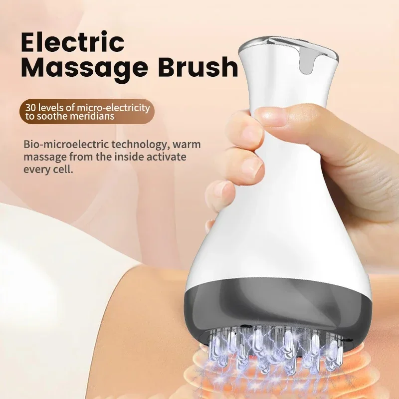 Electric Body Gua Sha Massager Meridian Brush Guasha Tool Fat Burning Scraping Slimming Vibration Infrared Heat Anti Cellulite
