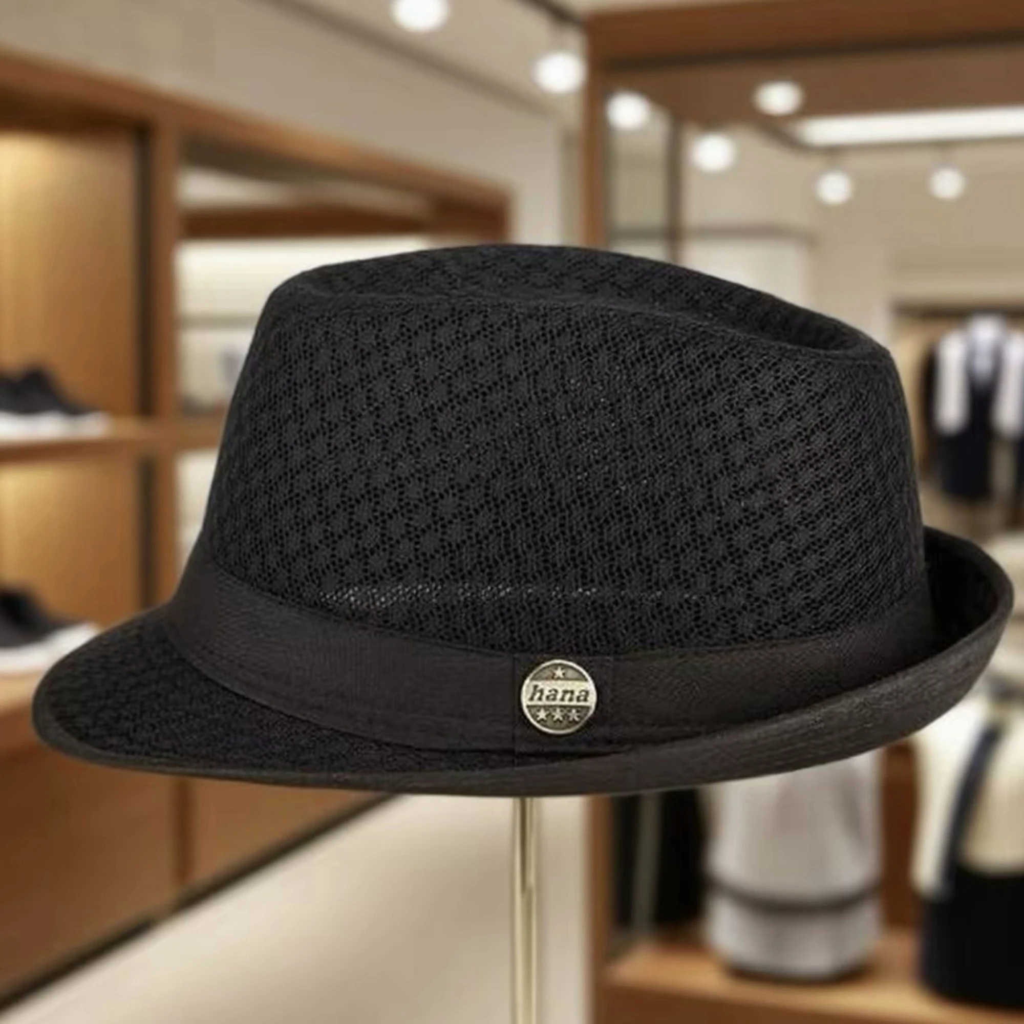 Women Men Fedora Hat Summer Straw Panama Hat Short Brim Beach Sun Hat with Ribbon Band and Bow Detail