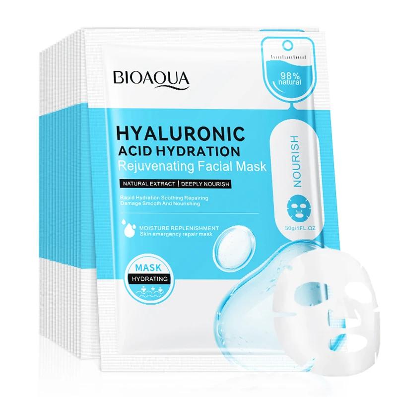 10pcs BIOAQUA Hyaluronic Acid Face Mask skincare Moisturizing Hydrating Firming Facial Masks Face Sheet Mask Skin Care