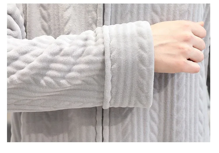 Men's Plus Fat and Oversized Home Clothes Winter Flannel Pajamas Zipper Bathrobe Warm Pajamas Solid Color Long Pajamas 12 undefined