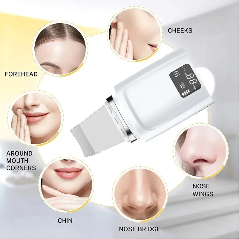 LCD Display Skin Scrubber Blackhead Remover Sonic Face Skin Cleaning Peeling Device Comedone Extractor Facial Ion Shovel