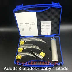 Premium LED Laryngoscope Set with Flexible Handle and Assorted Blades (Adult baby 4blade)