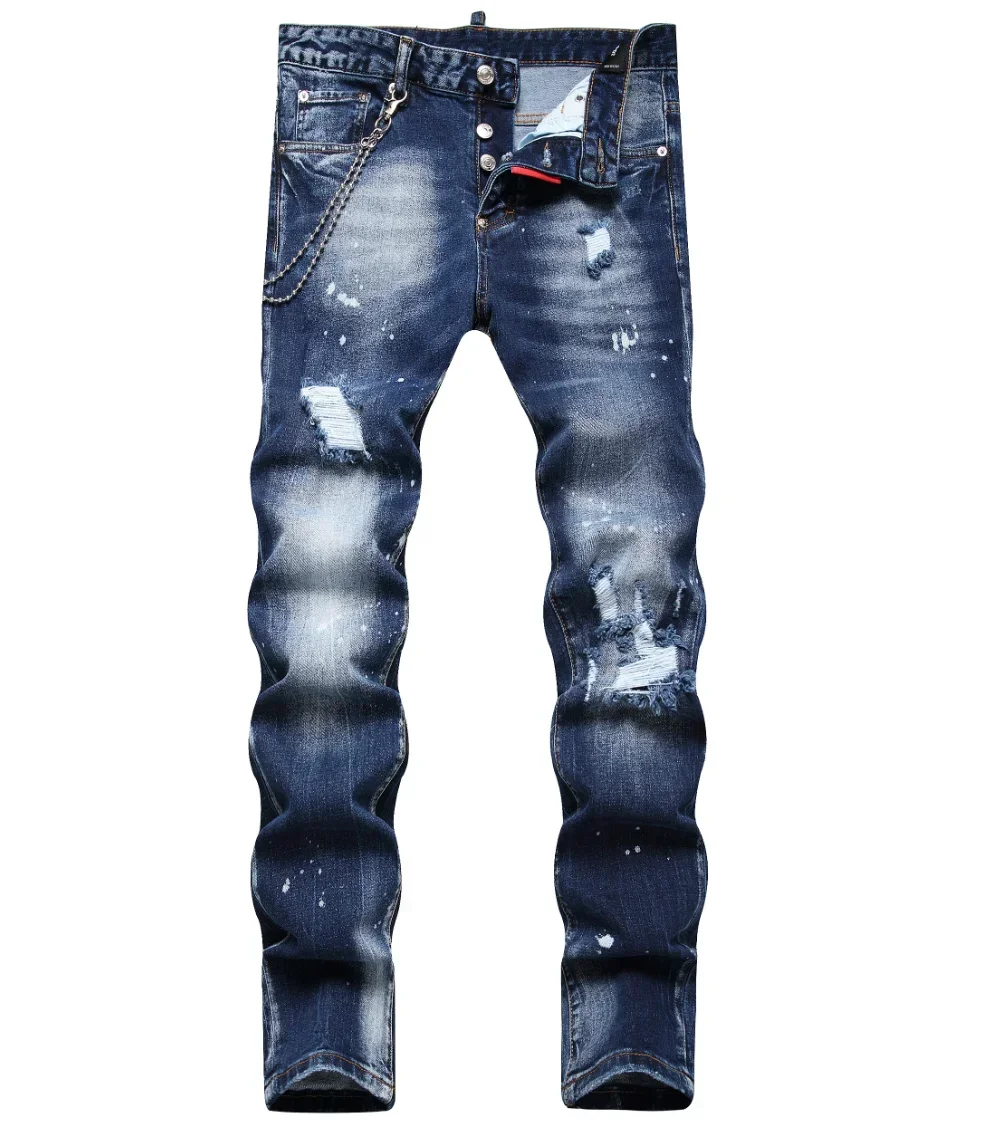 Y2k New Mens Ripped Jeans Luxury Men Skinny Jeans Light Blue Holes Pants Quality Male Stretch Slim Fashion Trousers Men Clothing 3