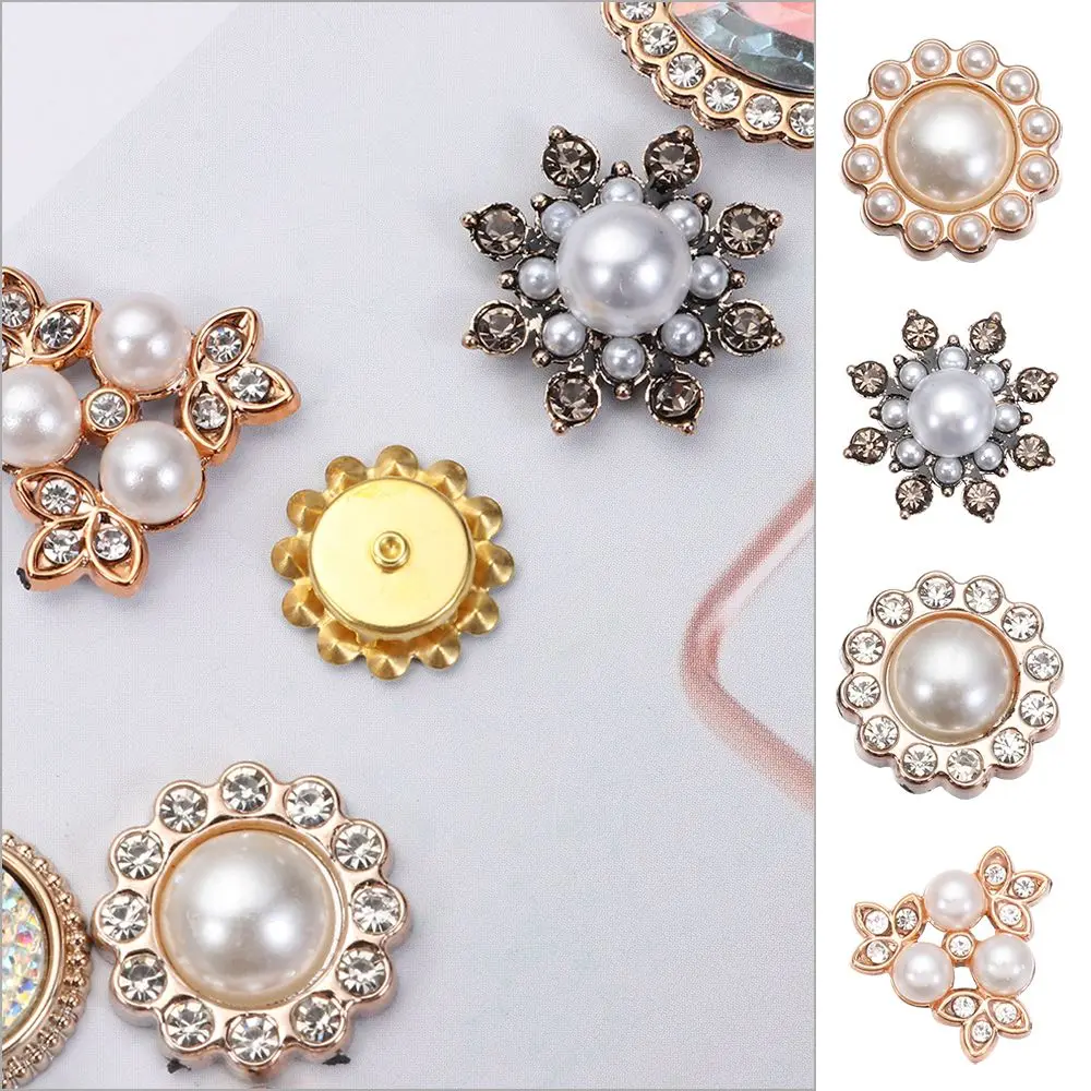 Rhinestone Pearl Buttons for Hairpins Decoration and Sewing