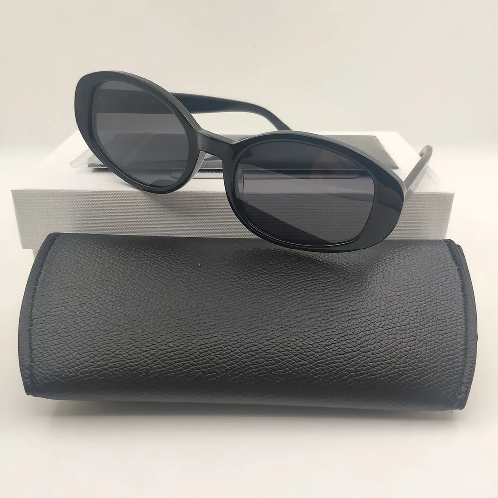 

2022 мужские ацетатные черные овальные солнцезащитные очки для девушек для женщин брендовые дизайнерские Необычные летние модные оттенки в стиле стимпанк для солнцезащитных очков UV400