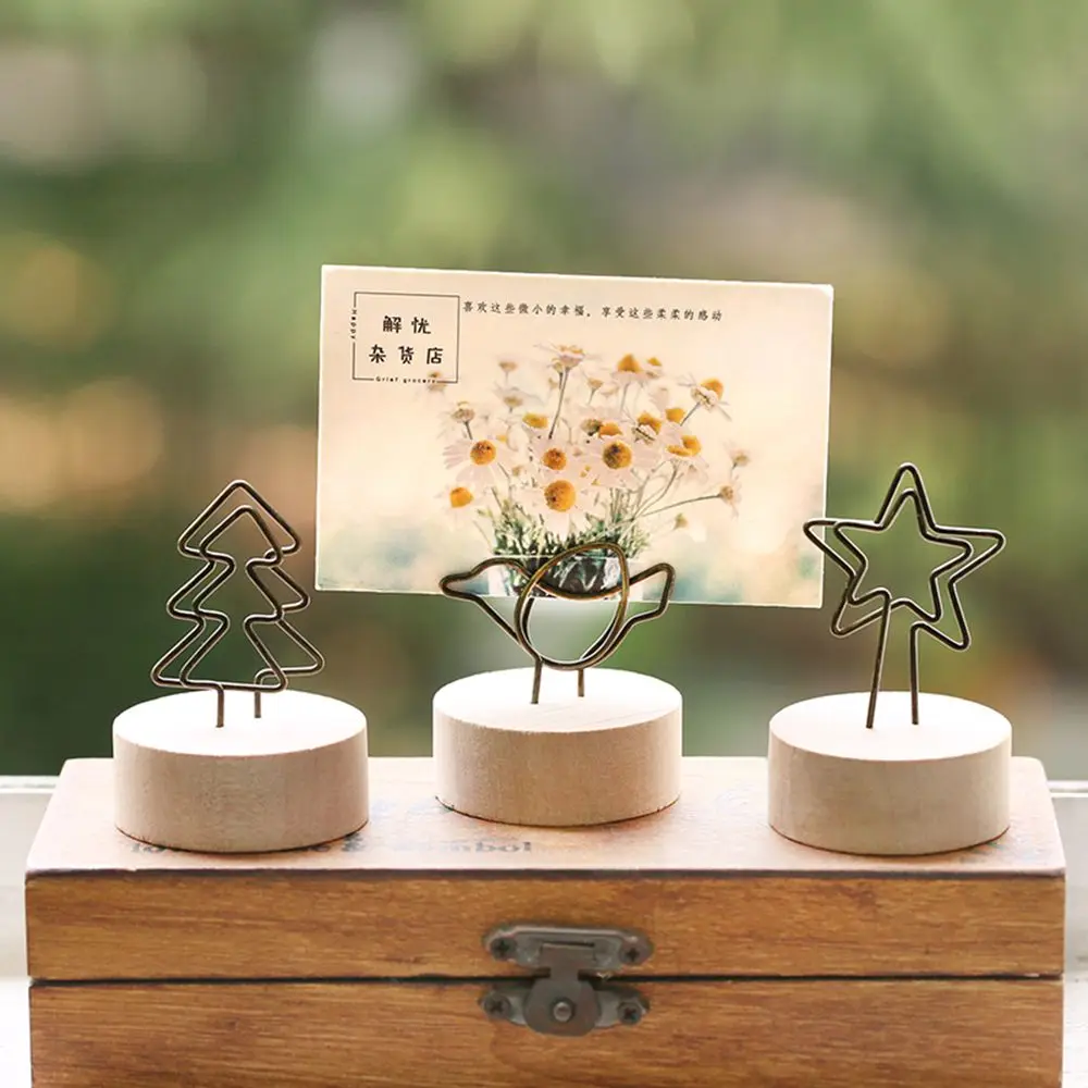 Simple Picture Card Display Stand Wooden Business Card Stand Table Number Memo Holder Wedding Party Desk Accessories card holder photo card holder desk card holder card display stand postcard holder
