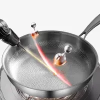 Poêle à frire en acier titane, poêle antiadhésive avec couvercle, marmite en alliage de titane non revêtue, motif écaillé de poisson, ustensiles de cuisine 6