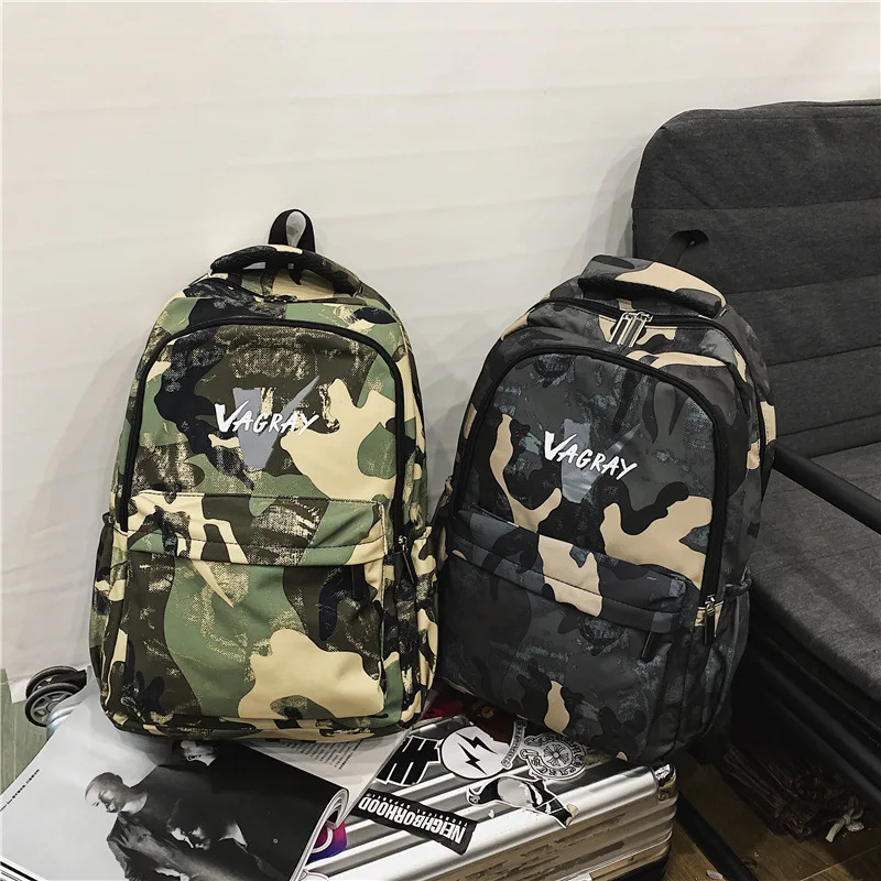 

2023 Campus Backpack for Middle School Students Male Large Capacity Camo Nylon Knapsack Leisure Computer Packsack Travel Bag