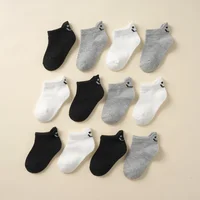 12 double summer children's socks smiling face simple thin breathable cotton socks 1-12 years old solid color boutique socks 1