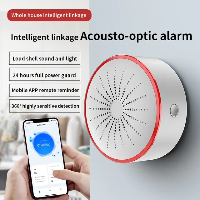 Tuya ZigBee Smart Siren 85DB WiFi Alarm Sound Light Sensor Detector Home Security Alarm App Control Works With Alexa Google Home 2