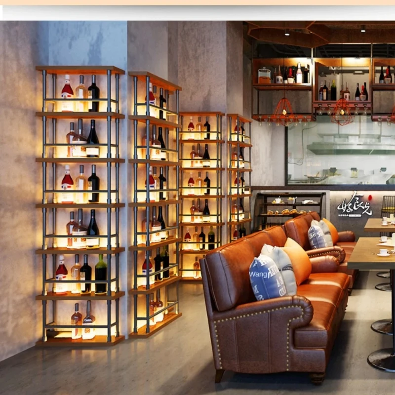 Narrow Column Wine Cabinet Living Room Corner Lights Showcase Liquor Bottle Wine Rack Patio Vinotecas Boutique Home Furniture