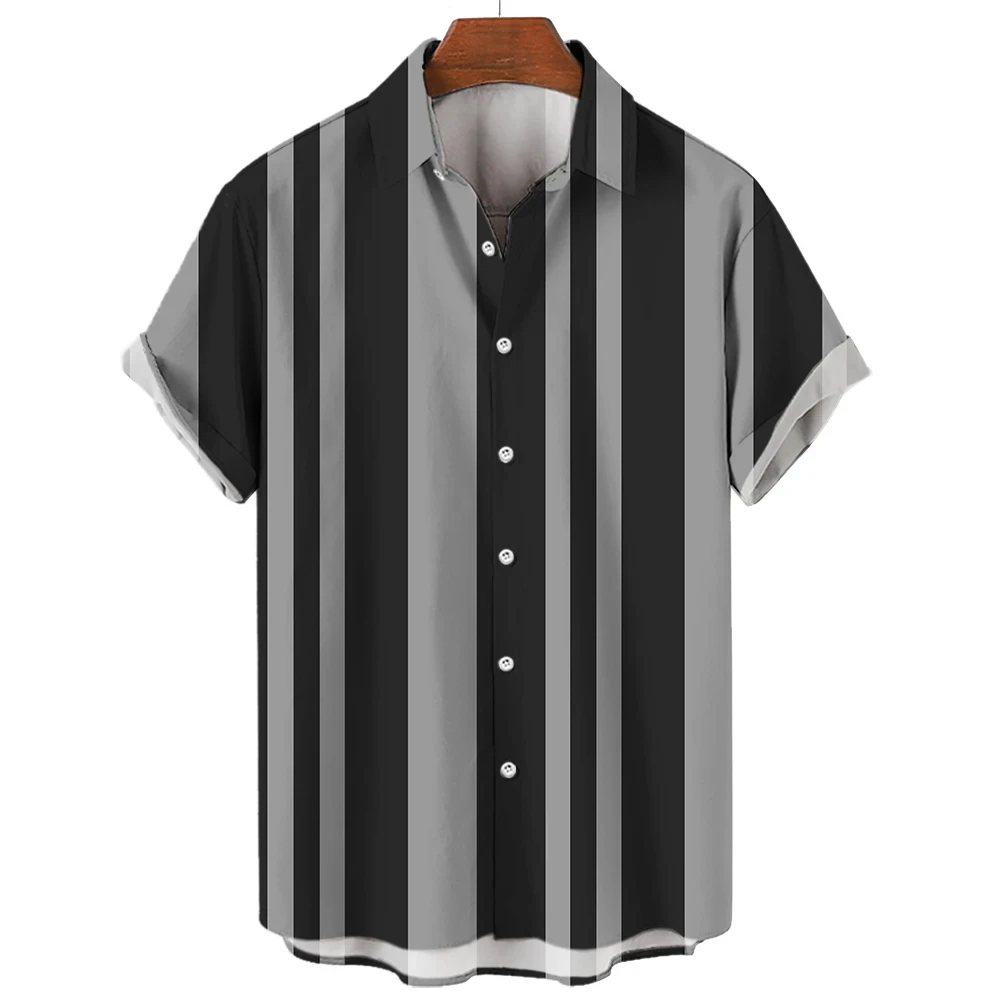 Hawaiian Beach Vacation Casual Shirts Summer Fashion Short Sleeve Stripe 3D Print Loose Streetwear Funny Floral Men Clothing 4