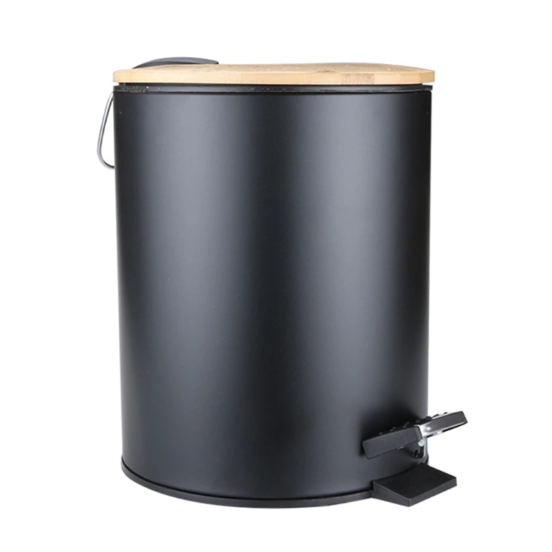 

Bamboo Flip Step Trash Can Garbage Bin Rubbish Waste Container Bathroom Kitchen