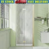 Frameless 32" W x 72" H Bifold Hinged Glass Shower Door Brushed Gold Left Installation Waterproof Seal Easy Entry and Exit 1