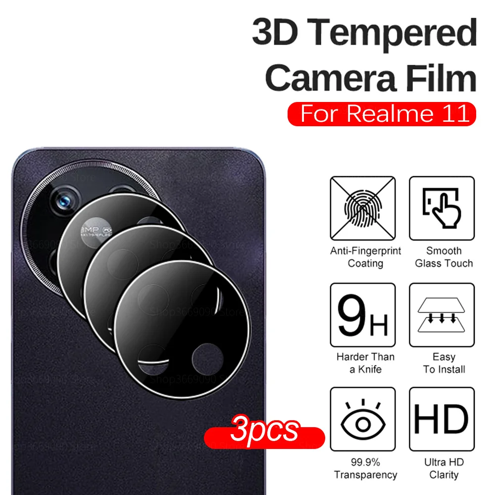 

Защитная пленка для заднего объектива, 3 шт., для Realme 11, 4G, чехол, 3D объектив камеры, черная пленка из закаленного стекла с защитой от царапин, Kingdom Relme 11, realme11