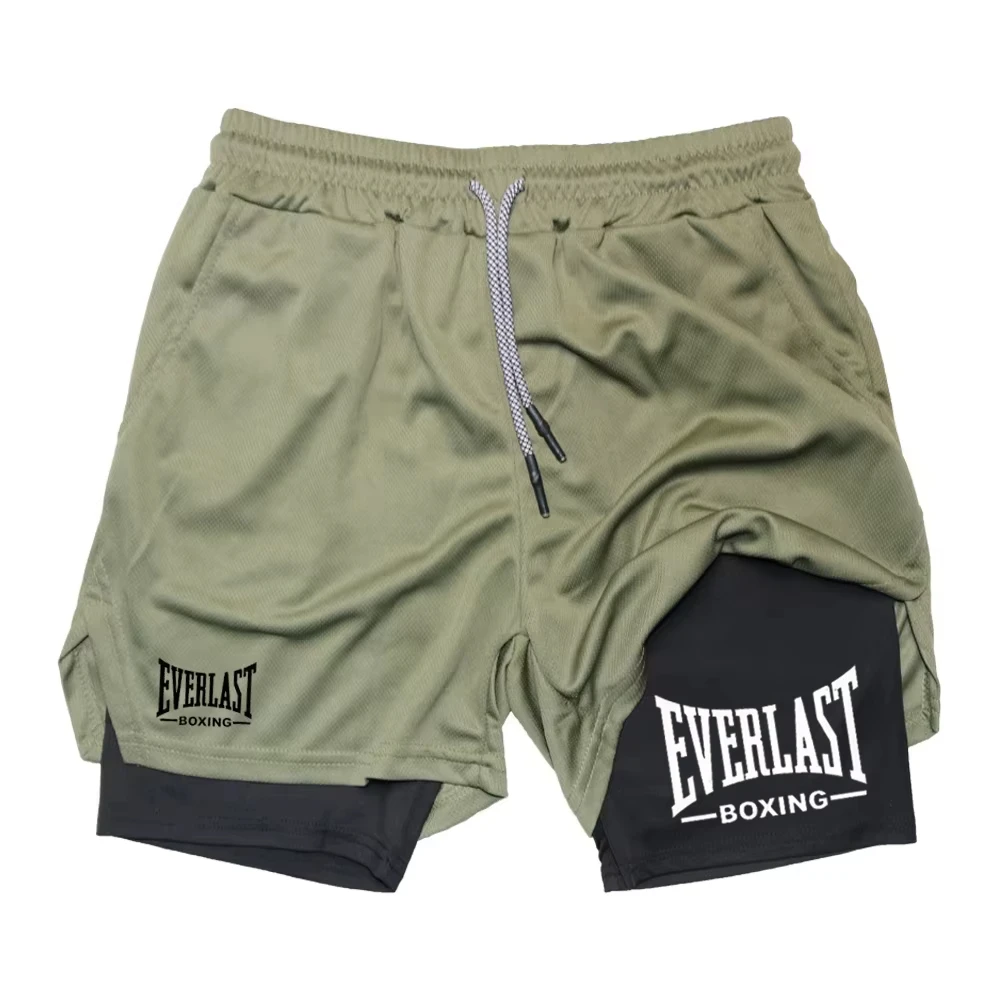 Double-Layer Compression MMA Shorts with Phone Pocket product image