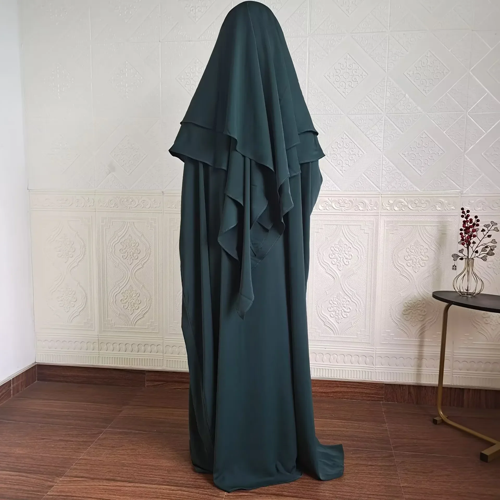 Ramadan Abaya and Khimar Two Piece Set for Women Hijab Dress Muslim Prayer Clothes Hooded Abayas Turkey Islam Dubai Niqab Burqa
