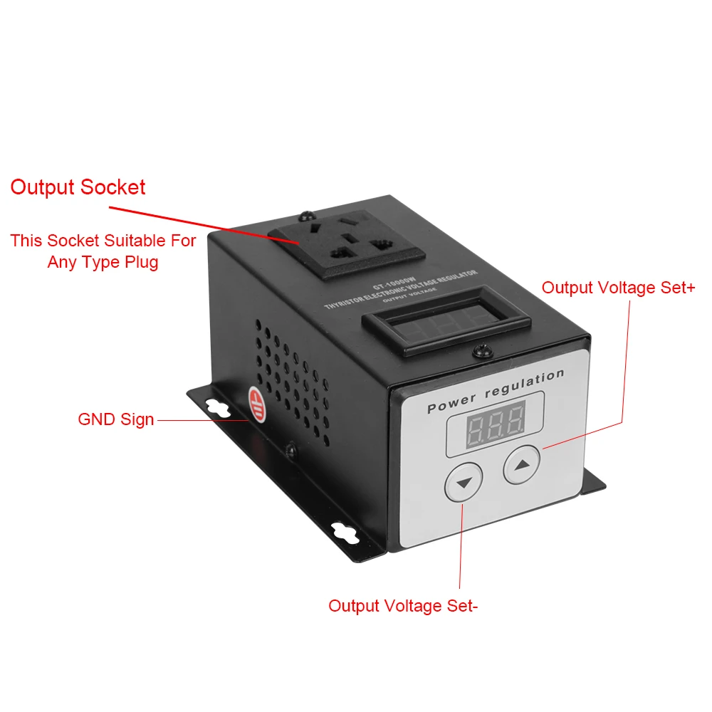 미국 플러그 AC 220V 10000W 블랙 SCR 전자 전압 조정기 온도 속도 전력 조절 컨트롤러 디머 온도 조절기