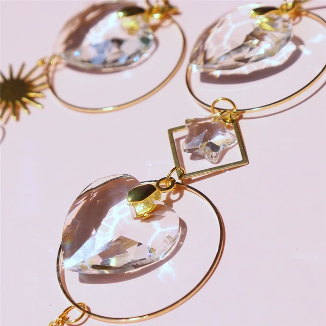 Crystal Sun Fogó Nap És Moon Csillag Világos Függő Medál Szivárvány Prizma Héj Dísz Sundrop Ablak Terasz Szél Hangjelzés - Image 6