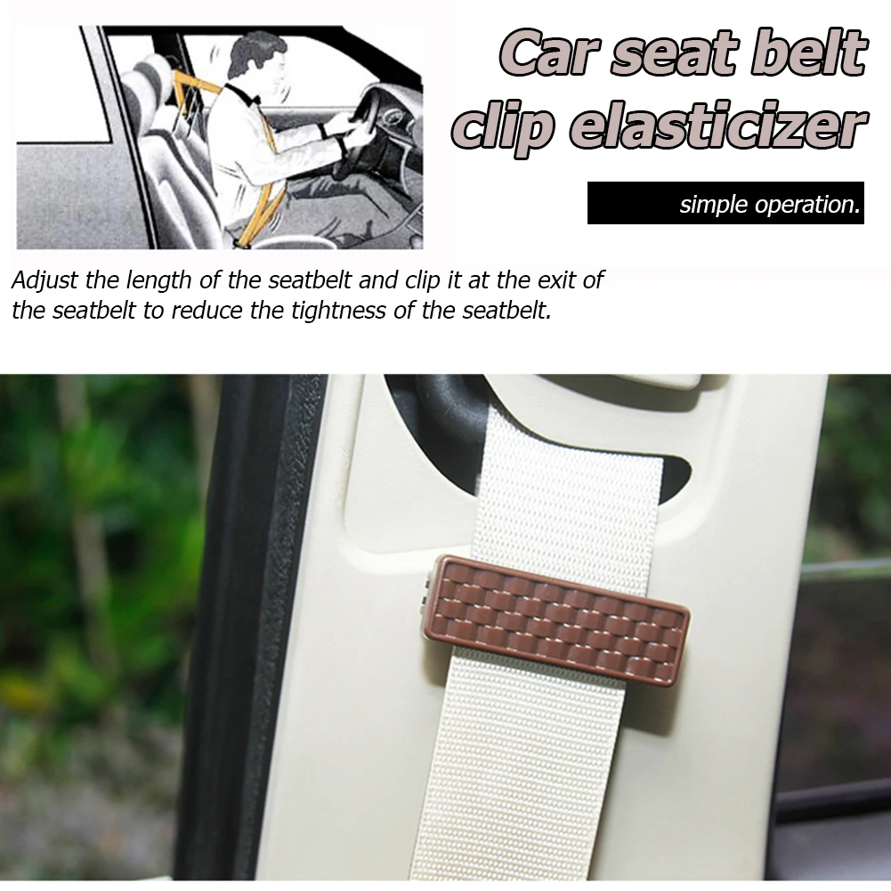1 Pair ABS Car Seat Belt Clips Buckles Shoulder Tension Adjuster Strap Clamps Simple Operation with a Break out Open