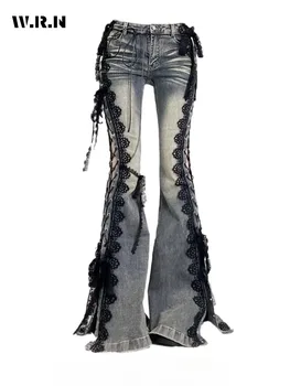 Lace-Up Flare Jeans 1