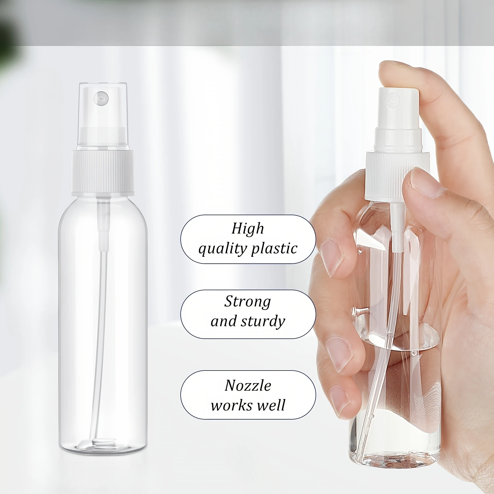 Refillable Clear Plastic Empty Mini Spray Container for Travel Cleaning Makeup Bottles 20PCS 10/20/30/50/60/100ML