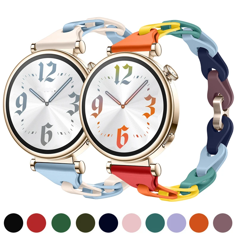 

Силиконовый ремешок 18 мм для часов Huawei GT4 41 мм, модный ажурный браслет, креативный Новый ремешок для часов «сделай сам»